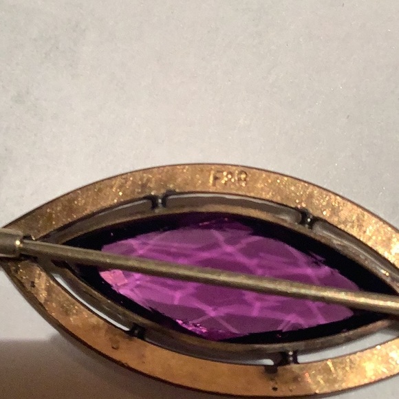 *RARE* VINTAGE F&B (FOSTER & BAILEY) AMETHYST SEED PEARL GOLD FILLED PIN BROOCH - Picture 3 of 6